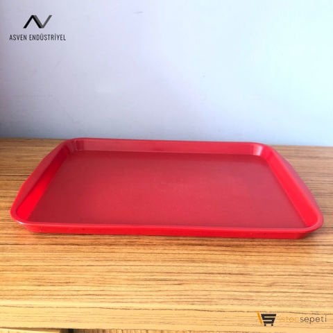 Plastik Servis Tepsisi 27x36 cm Kırmızı Renk