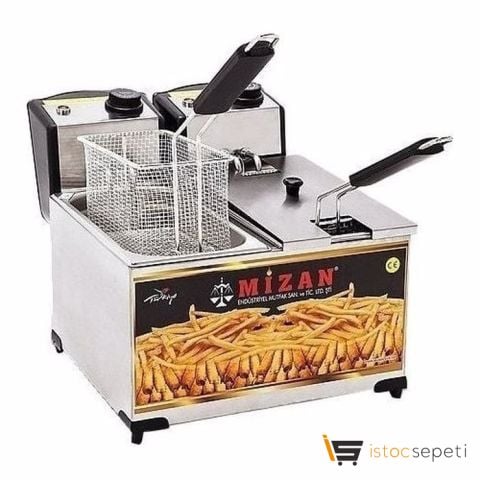 Mizan 8+8 Litre Çift Hazneli Elektrikli Kapaklı Fritöz
