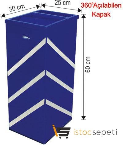 Arı Metal 1391 45 Lt Diktörtgen Dekorlu Çatı Kapaklı Küllüklü Çöp Kovası 45 Lt
