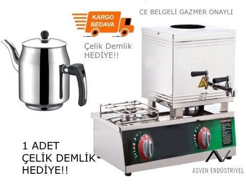 Çay Kazanı Doğalgazlı CE Belgeli Gazmer Onaylı Tek Demlikli 10 Litre