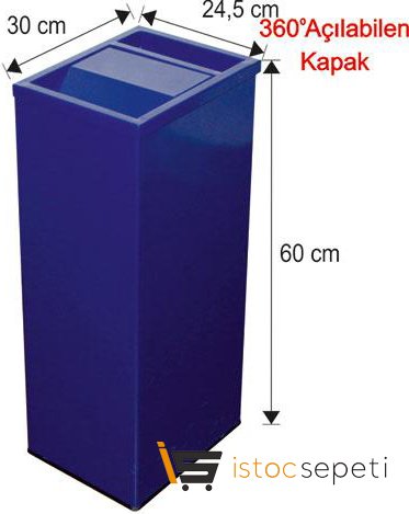 Arı Metal 1387 45 Lt Dikdörtgen Çatı Kapaklı Küllüklü Çöp Kovası Boyalı Orta Boy