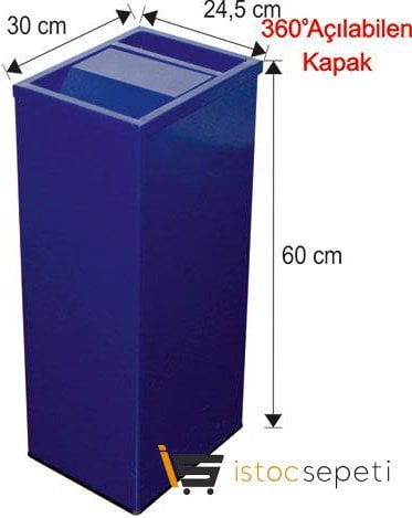 Arı Metal 1387 45 Lt Dikdörtgen Çatı Kapaklı Küllüklü Çöp Kovası Boyalı Orta Boy