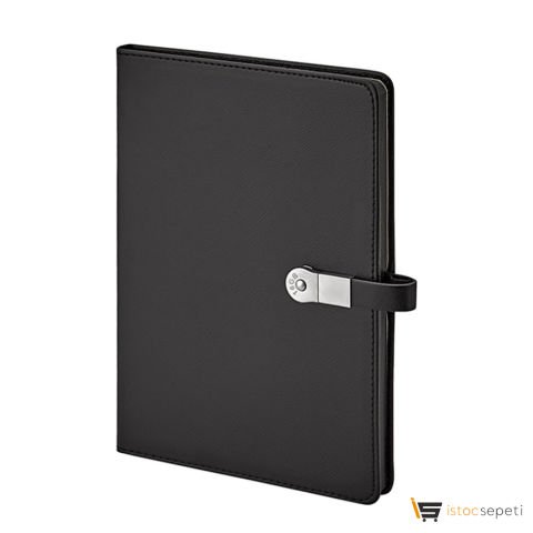 Siyah Termo Deri̇ USB'li Defter Ebat: 15 x 21 cm  224 Sayfa Promosyon