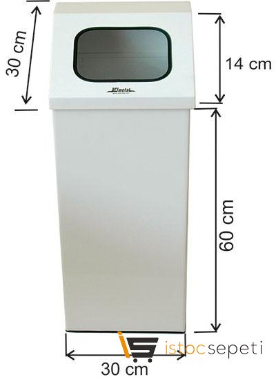 Arı Metal 1371 İmaj Kare Çöp Kovası Boyalı 54 Litre 30Z30Z60 +14 Cm