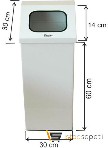 Arı Metal 1371 İmaj Kare Çöp Kovası Boyalı 54 Litre 30Z30Z60 +14 Cm