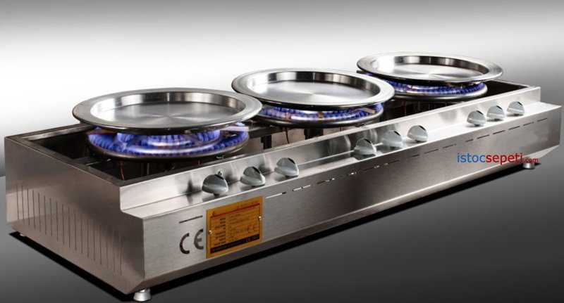 Künefe Ocakları Profesyonel Doğalgazlı CE Belgeli Onaylı 3 Gözlü