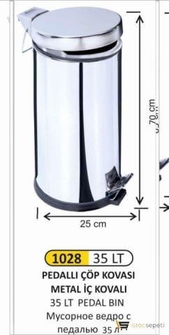 Arı Metal 1028 35Lt Pedallı Çöp Kovası Metal İç Kovalı