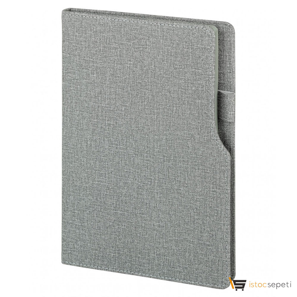 Gri Termo Deri̇ Defter (IVORY KAĞIT) Ebat: 15 x 21 cm / 224 Sayfa Promosyon