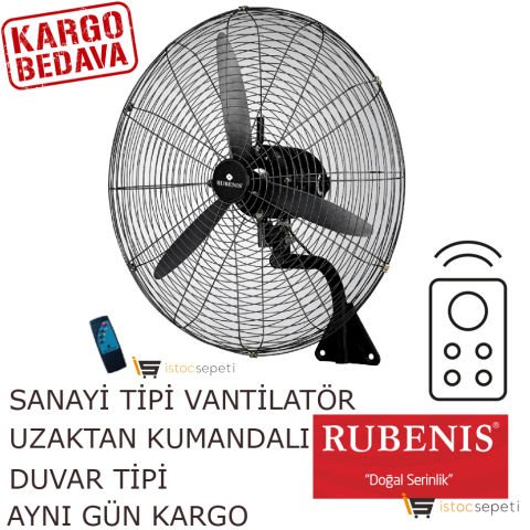 Rubenis Duvar Tipi Vantilatör Uzaktan Kumandalı Sanayi Tip