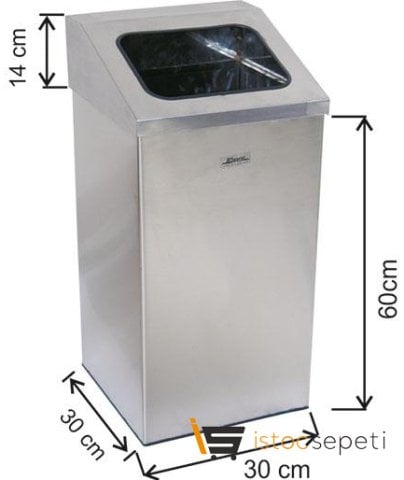 Arı Metal 1361 İmaj Kare Çöp Kovası Paslanmaz 54 Litre