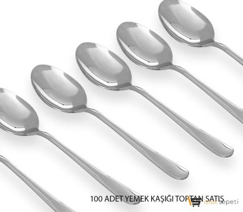 Toptan Kaşık 100 Adet Yemek Kaşığı 2 mm 430 Çelik