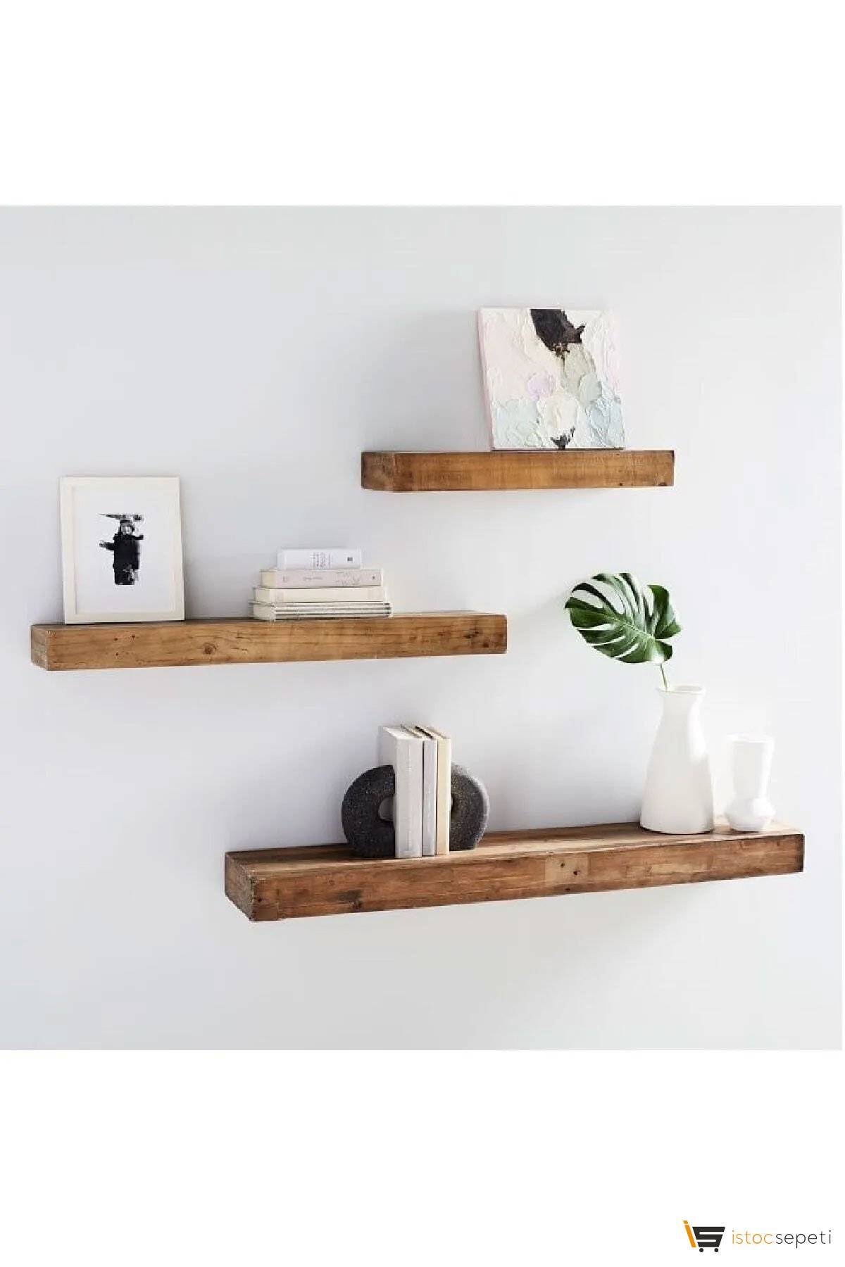 AHŞAPEVİM Karakalem Ahşap Ahşap Dekoratif 3'lü Uçan Kitaplık Gizli Duvar Monte Aksesuar Rafı Model35