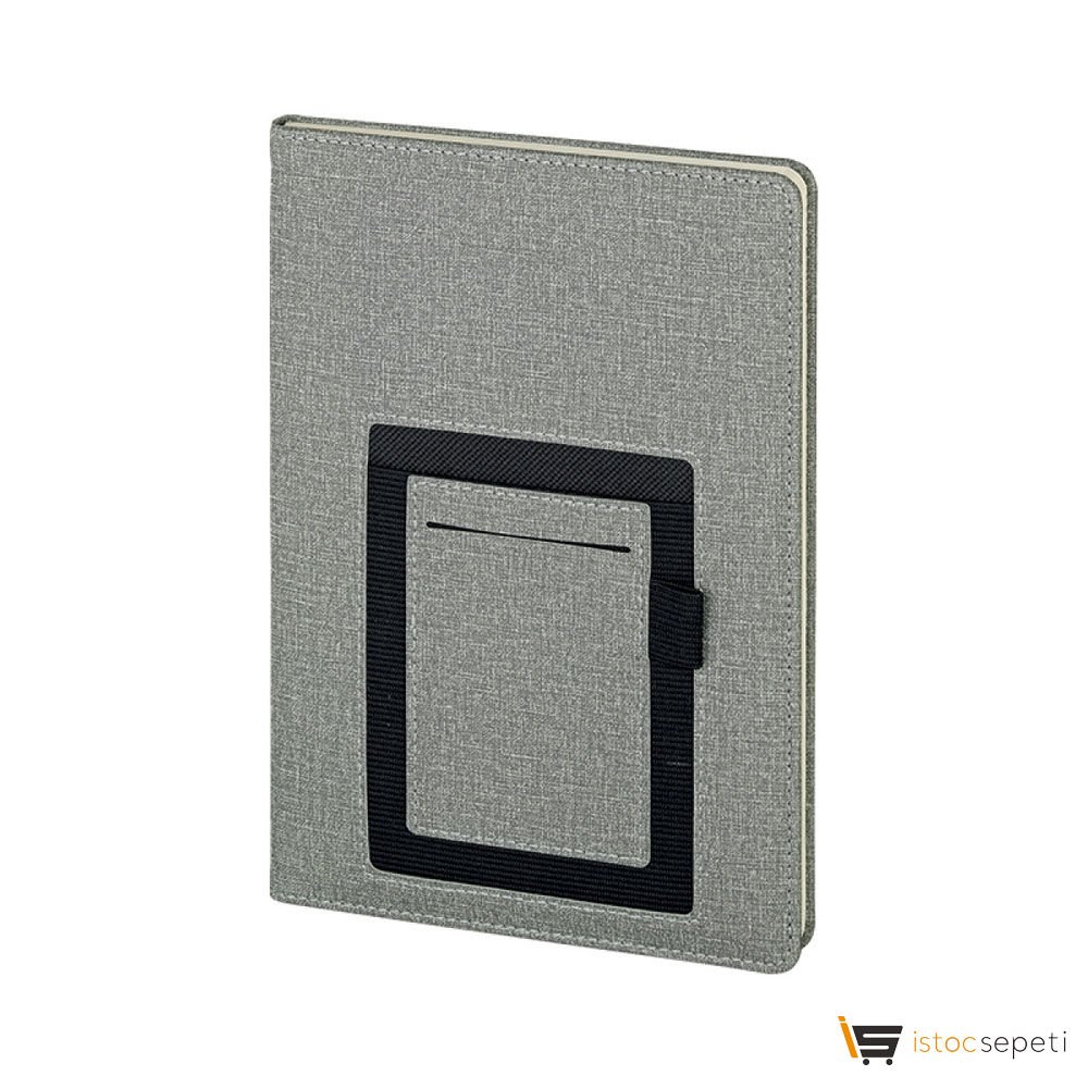 Gri Termo Deri̇ Defter (HOLMEN KAĞIT) Ebat: 15 x 21 cm / 224 Sayfa Promosyon