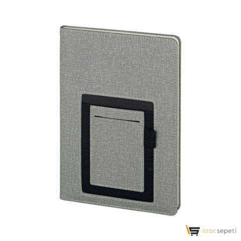 Gri Termo Deri̇ Defter (HOLMEN KAĞIT) Ebat: 15 x 21 cm / 224 Sayfa Promosyon