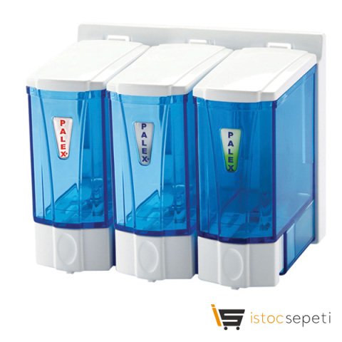 Mini Sıvı Sabun Dispenseri Üçlü Şeffaf Krom 250 CC*3
