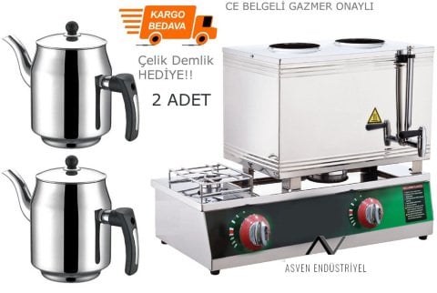 Doğalgazlı Çay Kazanı Ce Belgeli 20 Litre + 2 Demlik Hediye!