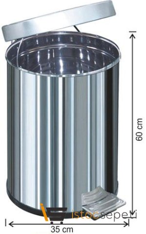 Arı Metal 1052 Pedallı Çöp Kovası 60 Litre Su Sızdırmaz Metal İç Kovalı