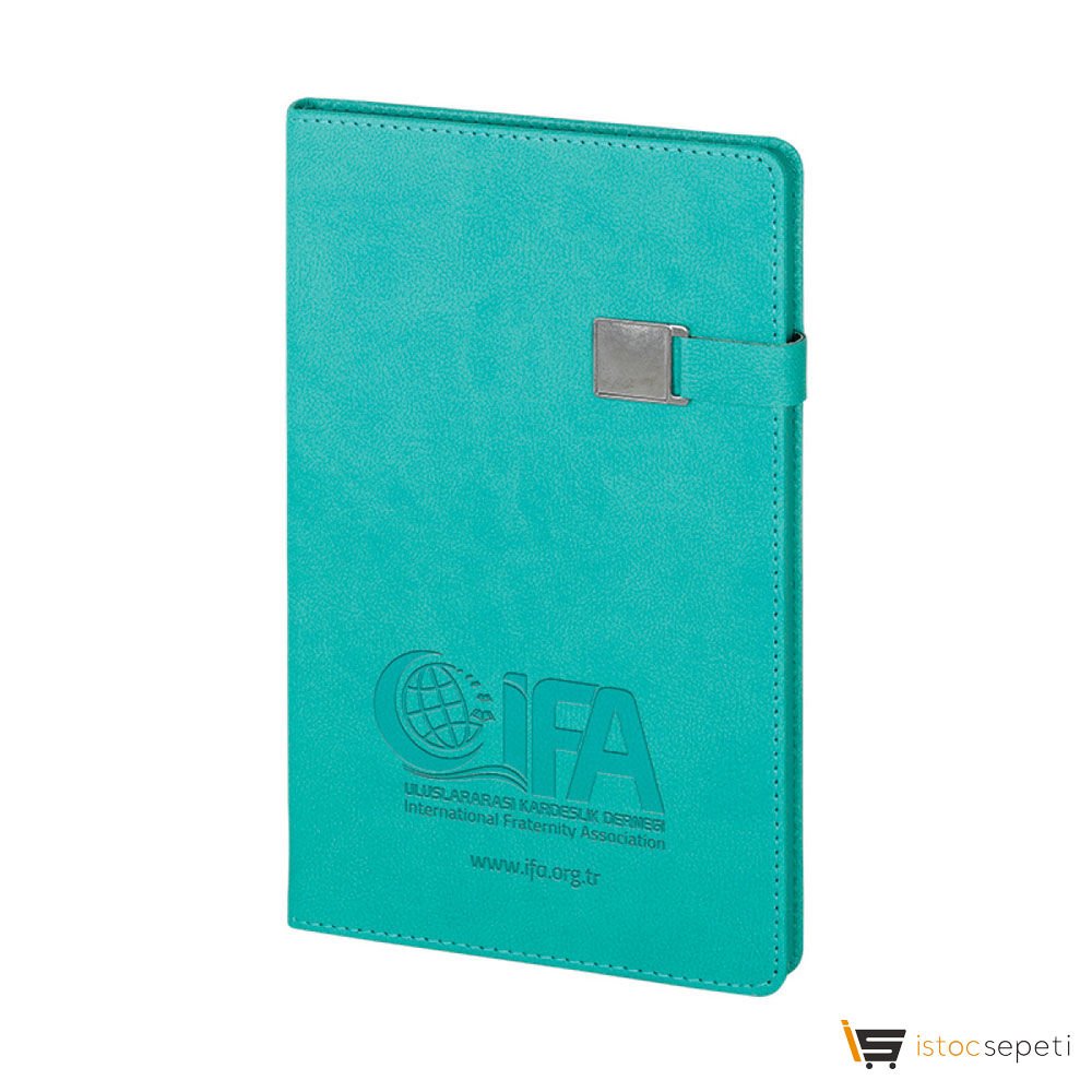 Turkuaz Termo Deri̇ Defter Ebat: 13 x 21 cm / 224 Sayfa Promosyon