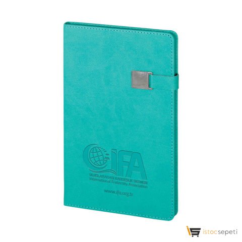 Turkuaz Termo Deri̇ Defter Ebat: 13 x 21 cm / 224 Sayfa Promosyon