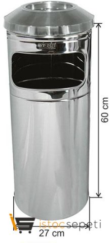 Arı Metal 1290 57 Lt Metal İç Kovalı Çöp Kovası 35X80 Cm