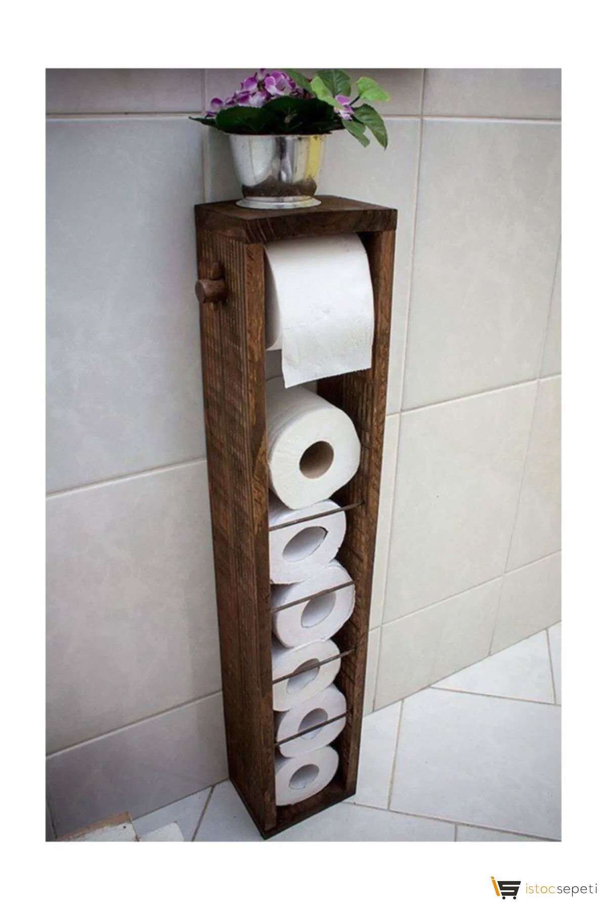 AHŞAPEVİM Ahşap Evim Çok Amaçlı Dekoratif Ahşap Tuvalet Kağıtlığı