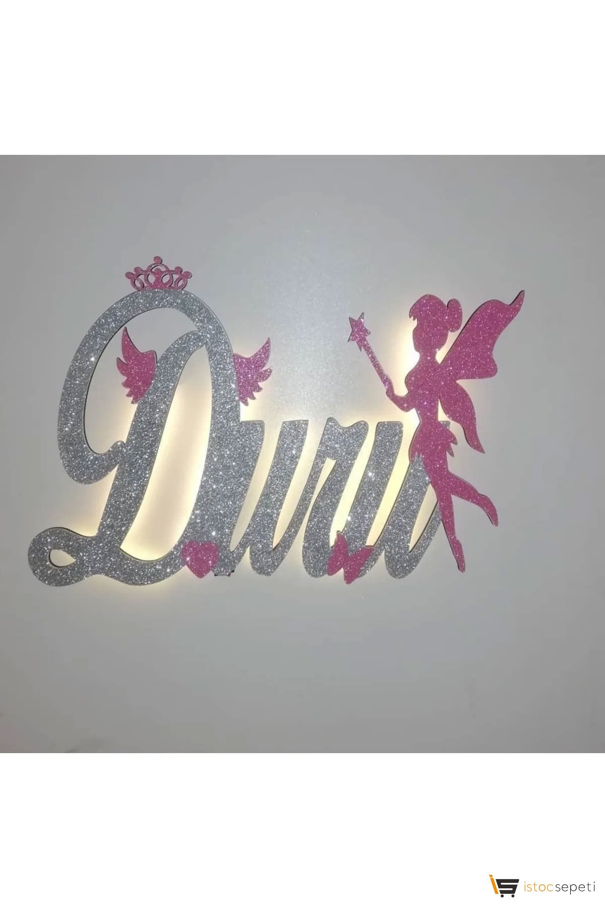 AHŞAPEVİM Çocuk Odası Ahşap Dekoratif Simli Ve Işıklı Isimli Set Işıklı Çocuk Odası Gece Lambası Kişiye Özel