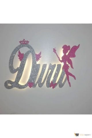 AHŞAPEVİM Çocuk Odası Ahşap Dekoratif Simli Ve Işıklı Isimli Set Işıklı Çocuk Odası Gece Lambası Kişiye Özel