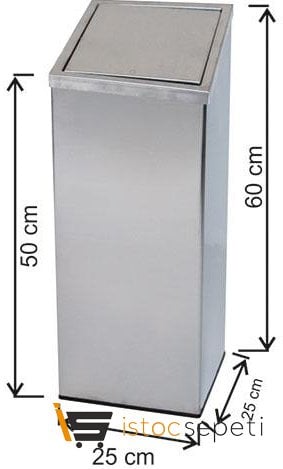 Arı Metal 1340 Kare Kapaklı Çöp Kovası 34 lt