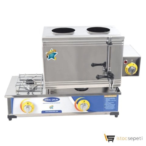İdeal Çelik Elektrikli Gazlı Çay Ocağı - 2 Demlik 40lık İÇ840