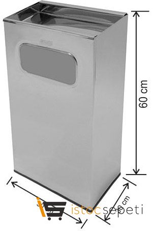 Arı Metal 1217 Kare Küllüklü Çöp Kovası Paslanmaz 37 Litre 25X25X60 Cm