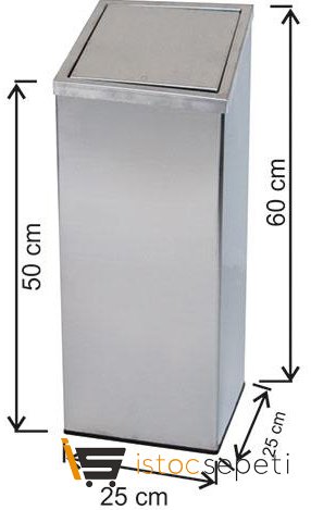 Arı Metal 1340 Dokunmatik Kare Kapaklı Çöp Kovası Paslanmaz