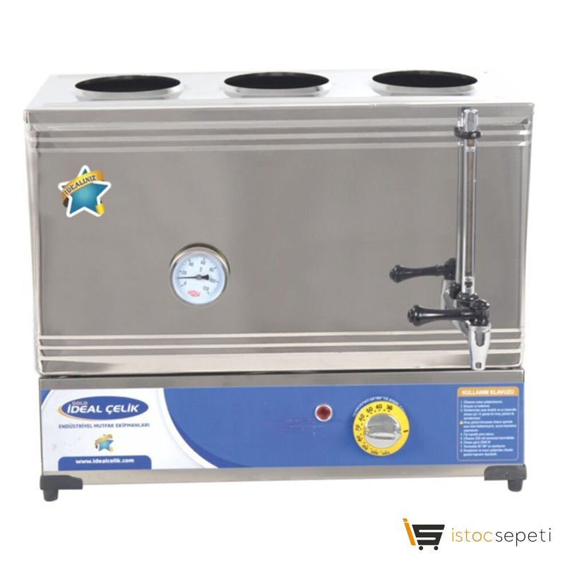 İdeal Çelik Elektrikli Çay Ocağı - 3 Demlik 60lık İÇ160