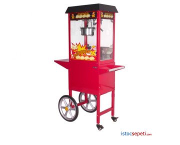 Arabalı Popcorn Makinesi Mısır Patlatma Makineleri Tekerlekli