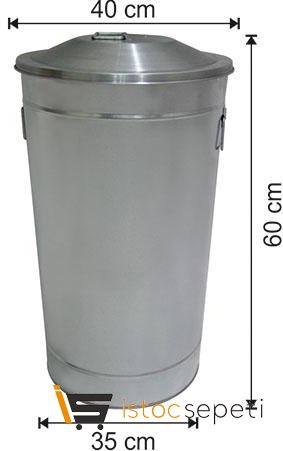 Arı Metal 1093 60 Lt Galvaniz Çöp Kovası Manuel Kapaklı Endüstriyel