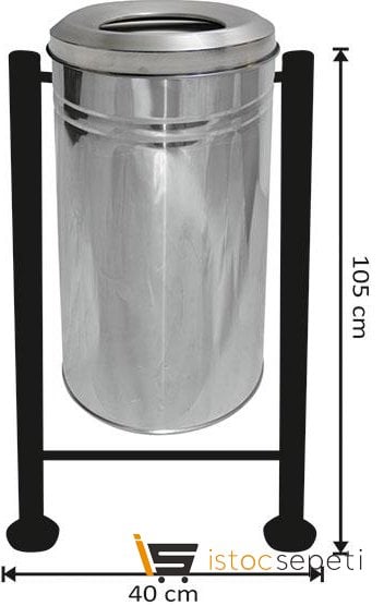 Arı Metal 1782 40X105 Bahçe Tip Paslanmaz Çöp Kovası Boru Ayaklı