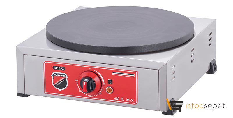 SilverInox Pleyt Krep Makinesi Tekli 40 cm Doğalgazlı Inox