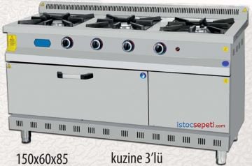 Kuzine Ocak 3 Gözlü Fırınlı Doğalgazlı CE Belgeli Gazmer Onaylı