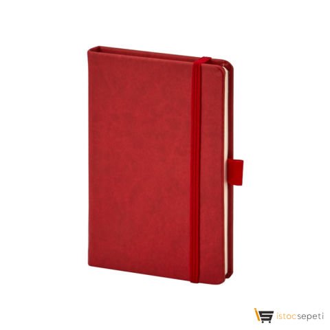 Kırmızı Termo Deri Defter Ebat: 9x14 cm 192 Sayfa / Cepli Promosyon