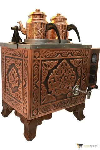2 Demlikli Bakır Çay Kazanı