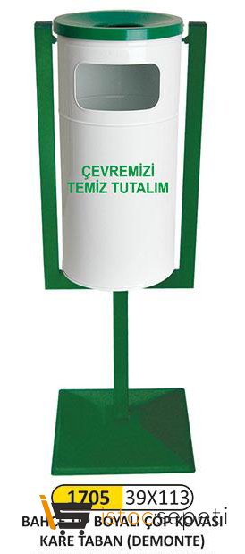 Arı Metal 1705 Bahçe Tip Çöp Kovası Kare Taban Boyalı