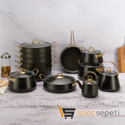 19 Parça Gold Stone Bakraç Tencere Seti