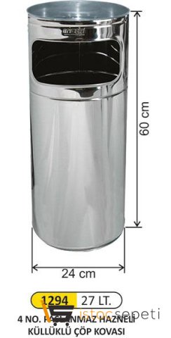Arı Metal 1294 Kolon Küllük Paslanmaz 4 No Hazneli 24X60 Cm