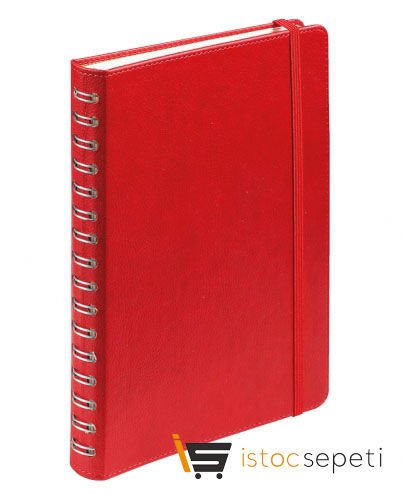 15x21 Gizli Spiralli Cordoba Ajanda Kırmızı Promosyon