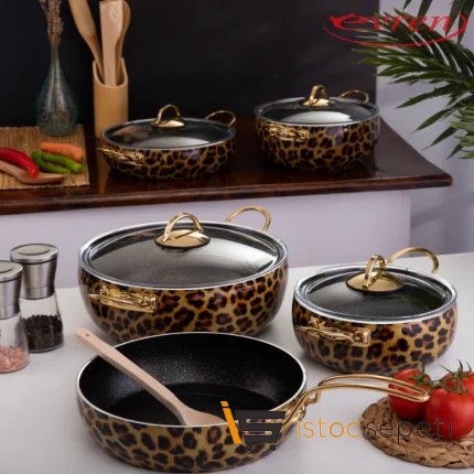 9 Parça Leopard Tencere Seti