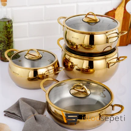 8 Parça Venüs Çelik Tencere Seti (Gold)