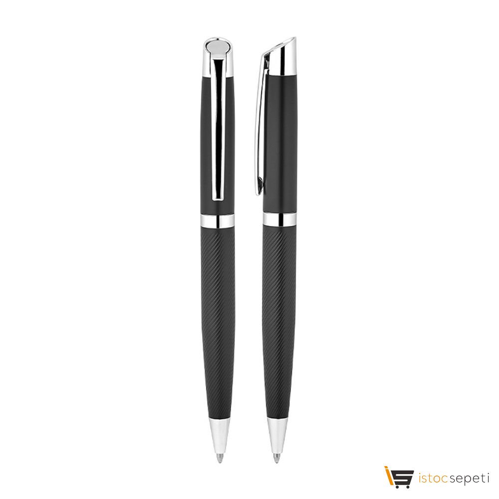 Siyah-Silver Klips Metal Tükenmez Kalem Promosyon