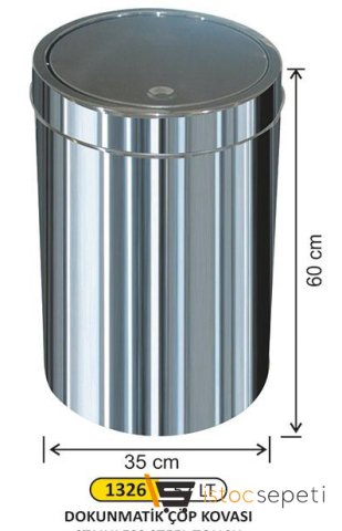 Arı Metal 1326 Dokunmatik Çöp Kovası Paslanmaz 57 Litre İtme Kapak