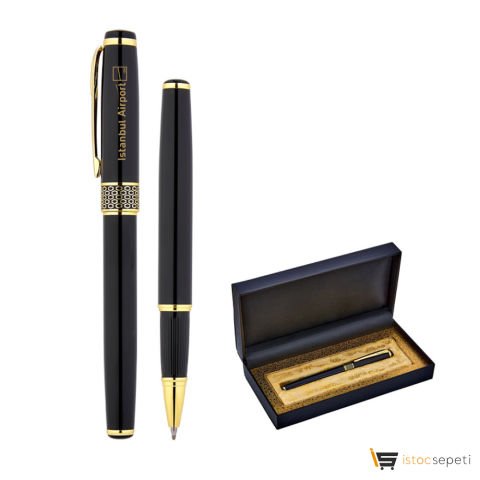 Siyah Metal Roller Kalem Seti Promosyon