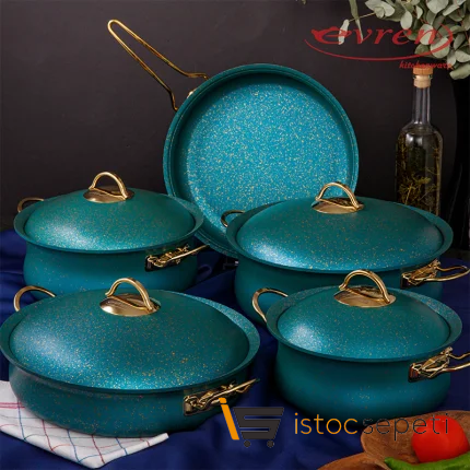 9 Parça Green Jupiter Güveç Set (Granit Kapak)
