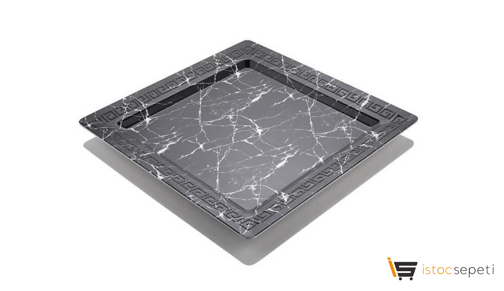 Mermer Desenli Açık Büfe Sunum Tepsisi 720 gr
